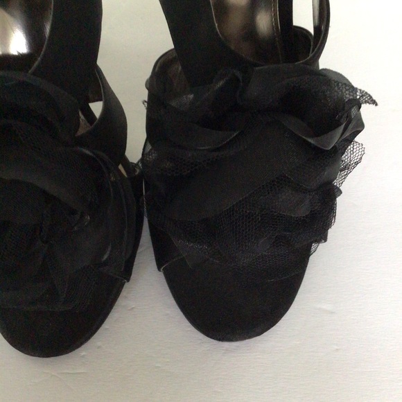 NINA BLACK SATIN STRAPPY SLINGBACK HEELS SIZE 8.5 CARLINA - Picture 8 of 14